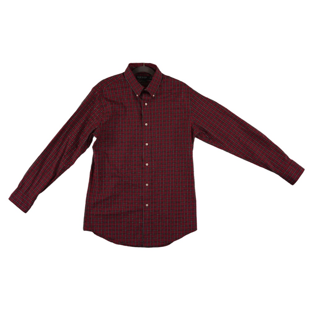 Lauren Ralph Lauren Red Plaid Button Down Shirt Men's Size 16 34/35 Slim Fit